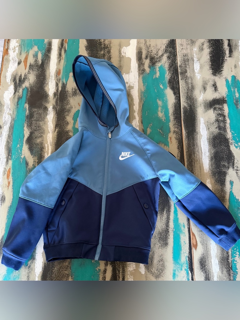 Nike Boys' Light Blue and Navy Hooded Zip Jacket